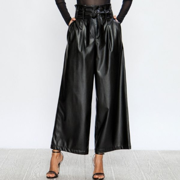 Jealous Tomato Pants - Jealous Tomato Leather Wide Leg Pants